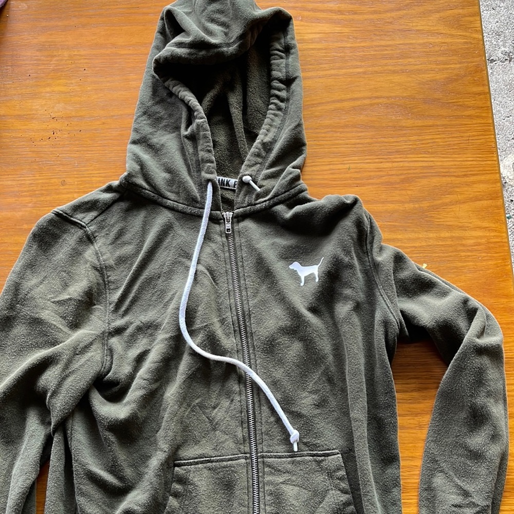 Pink navy green zip up